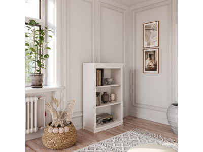 Estante de madeira com 1,19 m no acabamento branco lavado / Coleção biblioteca